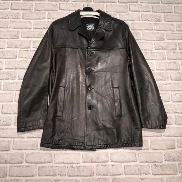 Roots Jackets & Blazers - Roots Vintage Genuine Leather Jacket Black Women’s Large 90’s Y2K